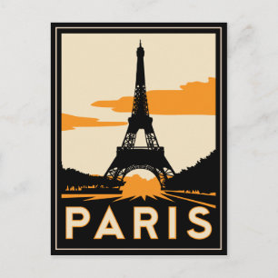 Cartão Postal paris art deco retro poster de viagens