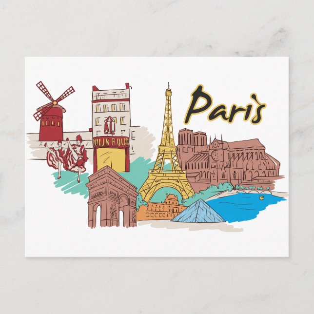 Cartão Postal Paris, Cidade Famosa da França (Frente)