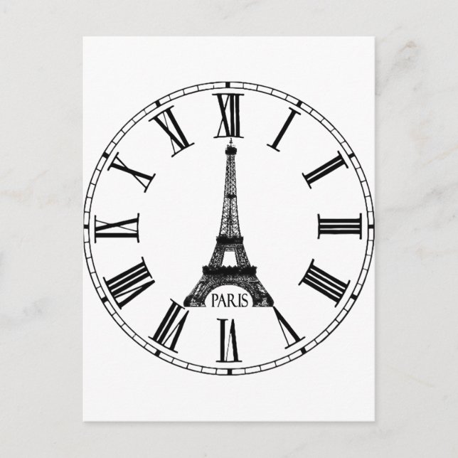 Cartão Postal Paris Eiffel Tower Clock - Francês (Frente)
