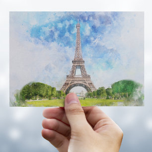 Cartão Postal Paris Eiffel Tower Watercolor #01