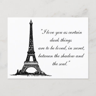 Cartão Postal Paris Eiffel Tower with Love casal text