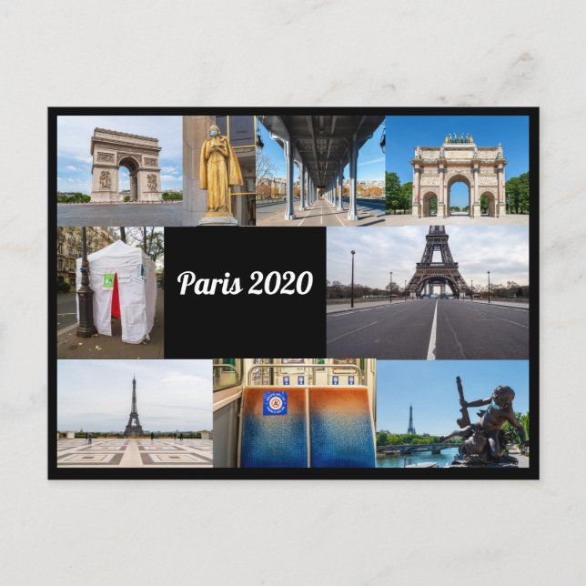 Cartão Postal Paris em 2020 durante o confinamento da Covid-19 (Frente)
