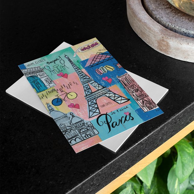 Cartão Postal Paris, França (Postcard on table)