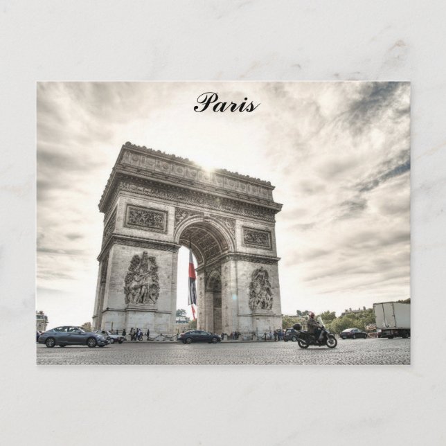 Cartão Postal Paris França Arc De Triomphe Foto Viagem (Frente)