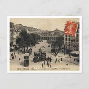 Cartão Postal Paris França, Boulevard, Estrasburgo Estação Vinta