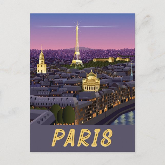 Cartão Postal Paris França Cidade Moderna de Luzes Landmarks (Frente)