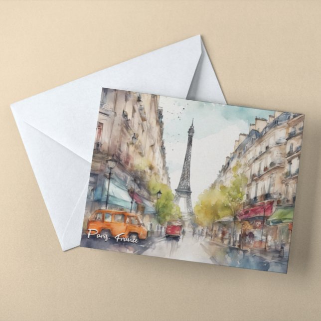 Cartão Postal Paris França Cidade Silhouette Watercolor (paris france eiffel tower postcard)