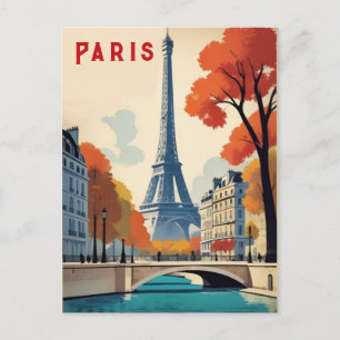 Cartão Postal Paris França Eiffel Torre - Viagem de outono