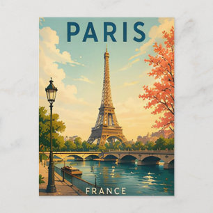 Cartão Postal Paris França Rio Sena Torre Eiffel Romance