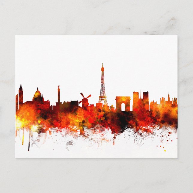 Cartão Postal Paris França Skyline (Frente)
