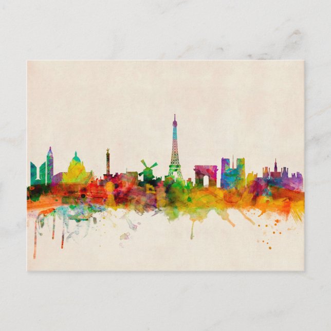 Cartão Postal Paris França Skyline Cityscape (Frente)