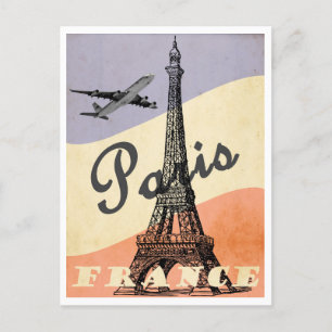 Cartão Postal Paris, França, Torre Eiffel, Estilo Vintage