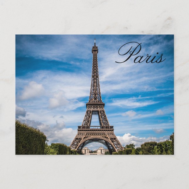 Cartão Postal Paris França - Viagem de torre Eiffel (Frente)