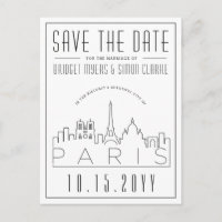Paris, França Wedding | Skyline Salvar a Data