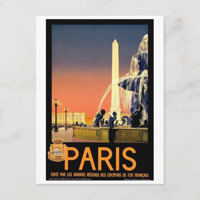 Cartão Postal Paris France Vintage (Frente)