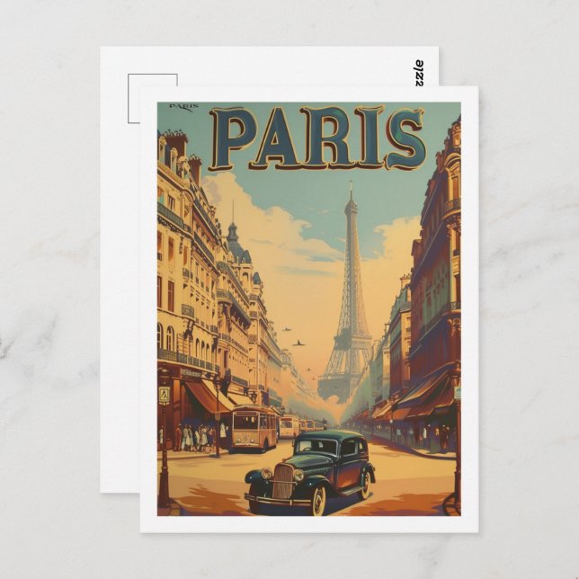 Cartão Postal Paris France Vintage Familiar Viagem (Frente/Verso)