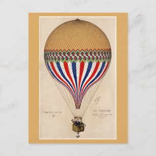 Cartão Postal Paris France Vintage Hot Air Balloon Viagem