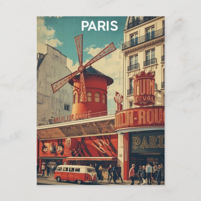 Cartão Postal Paris Moulin Rouge (Frente)