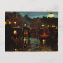 Cartão Postal Paris na Impressão da Tela Noturna