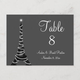 Cartão Postal Paris no número da mesa noturna