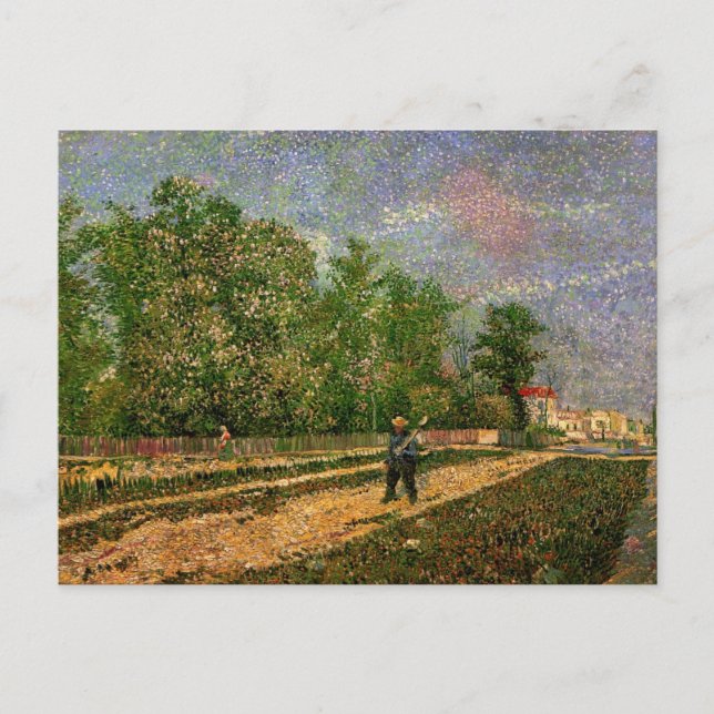 Cartão Postal Paris Road com Peasant por Vincent van Gogh (Frente)