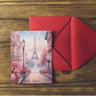 Cartão Postal Paris Romântica França – Torre Eiffel Floral