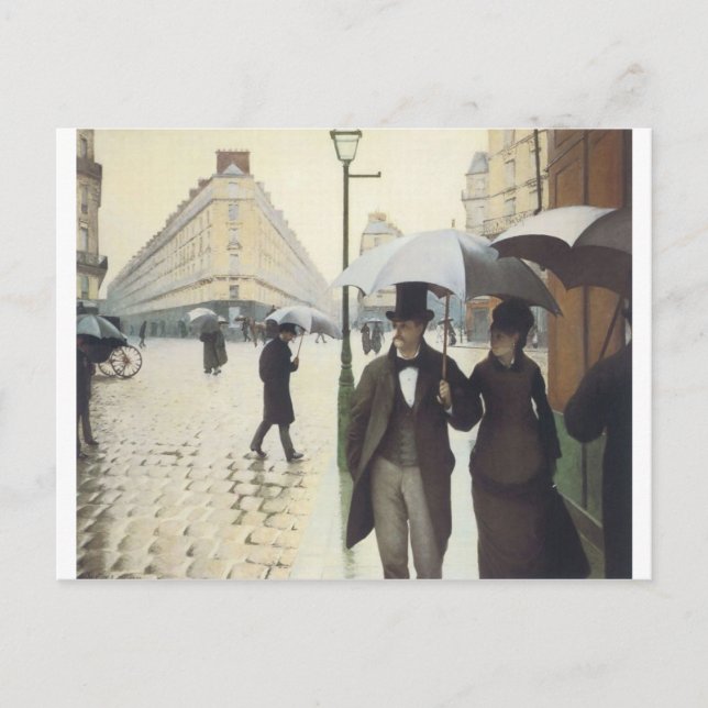 Cartão Postal Paris Street, Rainy Day, por Caillebotte (Frente)
