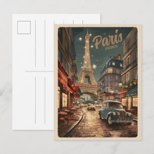 Cartão Postal Paris Tour pela Effiel vintage presentes nas ruas