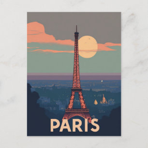 Cartão Postal Paris Vintage Viagem Torre Eiffel Retro