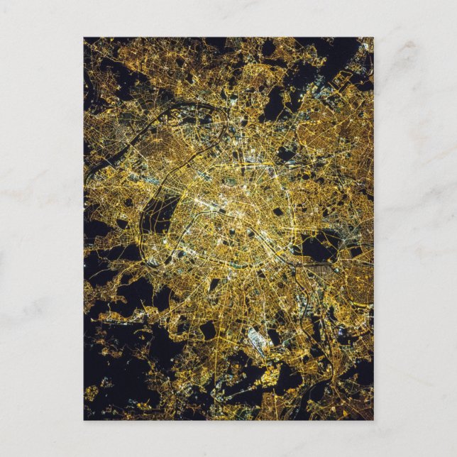 Cartão Postal Paris vue du ciel la nuit (Frente)