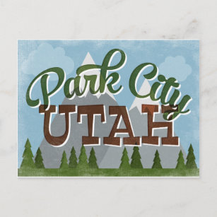 Cartão Postal Park City Utah Fundo Retro Montanhas Snowy