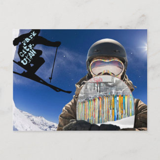 Cartão Postal Park City, Utah Snowboard e Ski Postcard