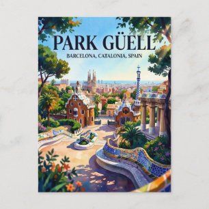 Cartão Postal Park Güell, Barcelona, Catalunha, Espanha Espanha