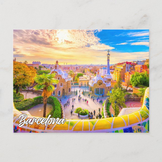 Cartão Postal Park Guell, Barcelona, Espanha (Frente)