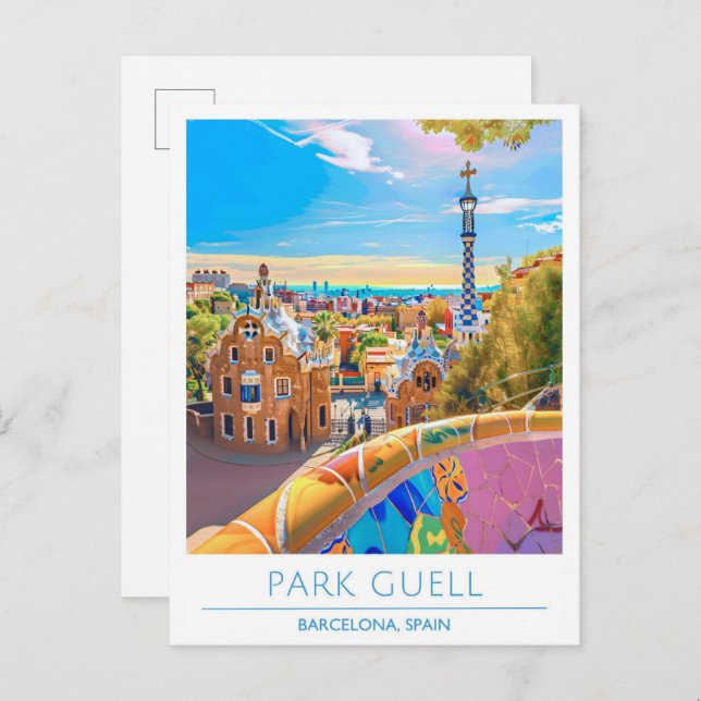 Cartão Postal Park Guell Barcelona Espanha (Frente/Verso)