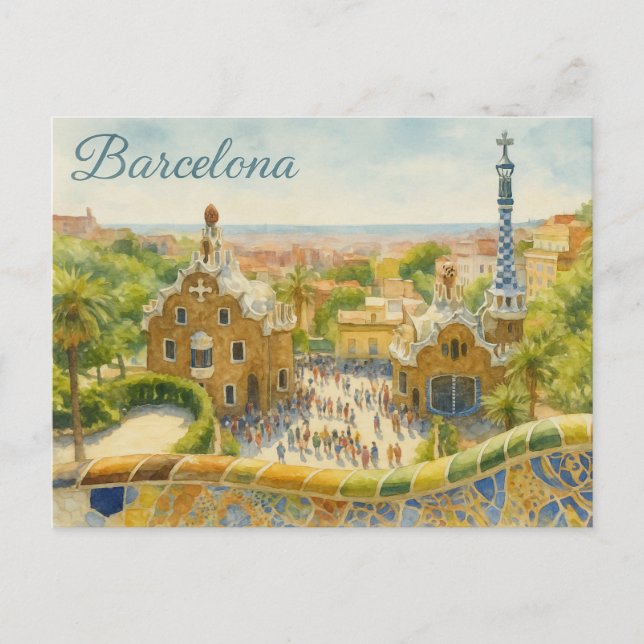 Cartão Postal Park Güell em Barcelona (Frente)