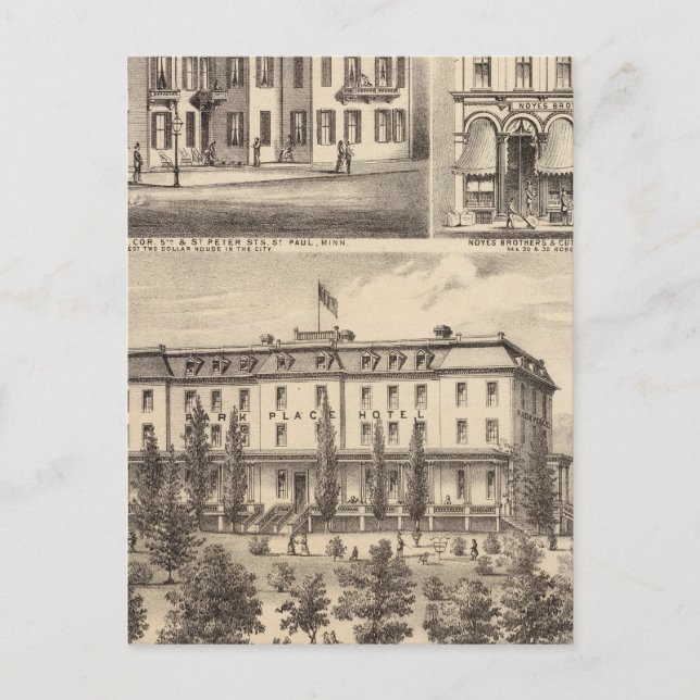 Cartão Postal Park Place Hotel, Greenman House, Minnesota (Frente)