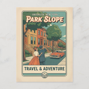 Cartão Postal Park Slope Brooklyn NY Retro Viagem 1950s 