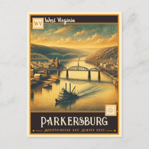 Cartão Postal Parkersburg, Virgínia Ocidental   Vintage