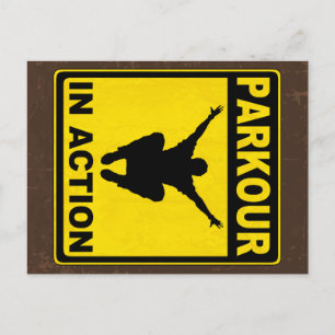 Cartão Postal Parkour no quadro indicador da ação