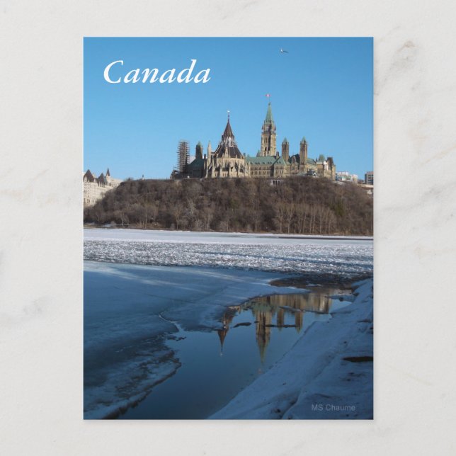 Cartão Postal Parlamento do Canadá: Visões do Rio Ottawa (Frente)