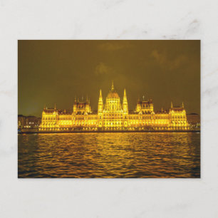 Cartão Postal Parlamento Húngaro, Budapeste, Hungria à Noite