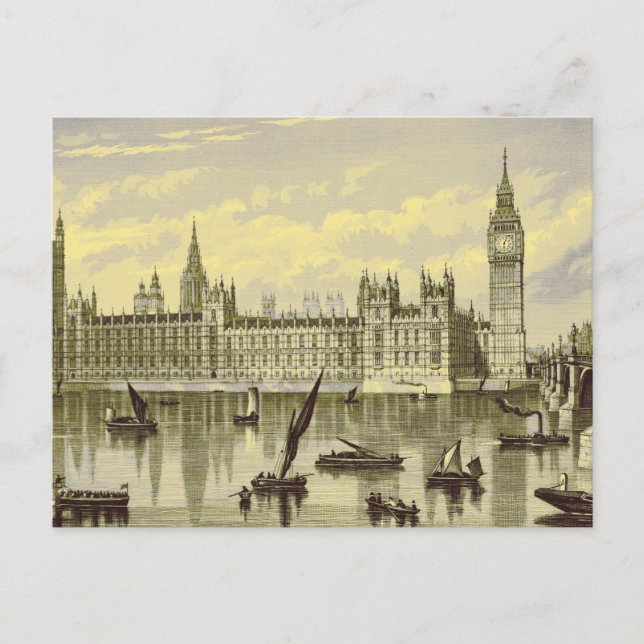 Cartão Postal Parlamento londrino Big Ben Thames Westminster 180 (Frente)