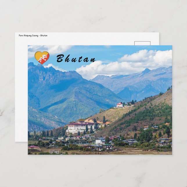 Cartão Postal Paro Rinpung Dzong - Butão, Himalaya, Ásia (Frente/Verso)
