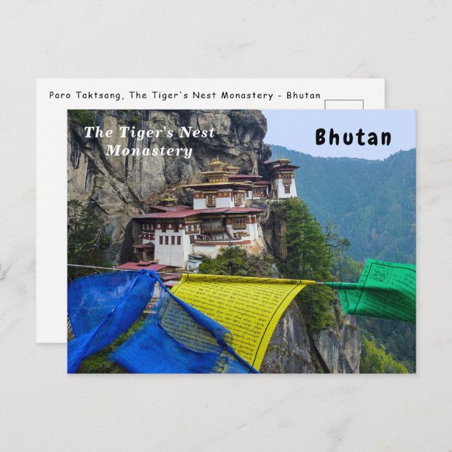 Cartão Postal Paro Taktsang: O Mosteiro do Ninho do Tigre - Butã (Frente/Verso)