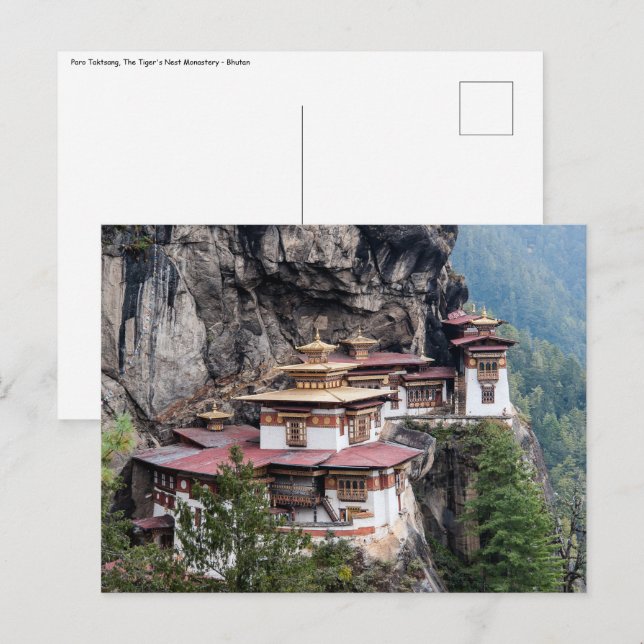 Cartão Postal Paro Taktsang: O Mosteiro do Ninho do Tigre - Butã (Frente/Verso)