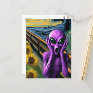 Cartão Postal Paródia de Belas Artes, Alienígena Roxo Engraçado