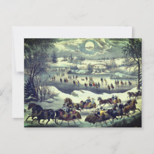 Cartão Postal Parque Central de Currier & Ives no inverno