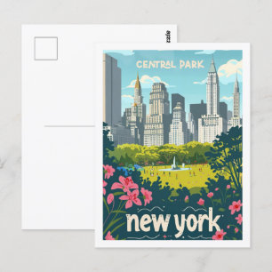 Cartão Postal Parque Central Nova York EUA Lugar de Viagem Antig