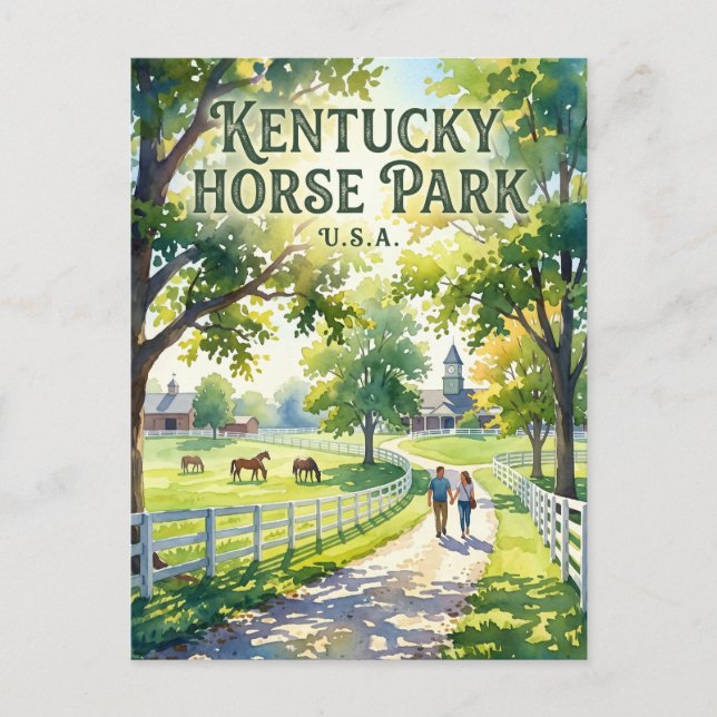 Cartão Postal Parque de Cavalos Kentucky EUA (Frente)